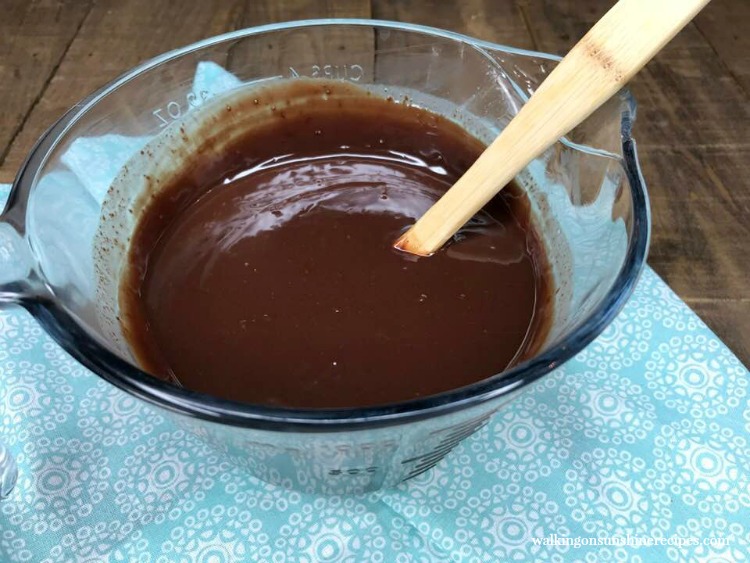 Chocolate Glaze ready to pour over Chocolate Brownie Cake