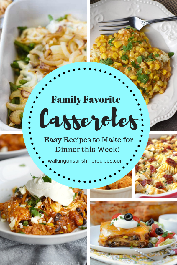 Favorite Casseroles - Weekly Meal Plan