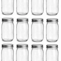 12 pcs, 16 oz Mason Glass Jars with Silver Lids