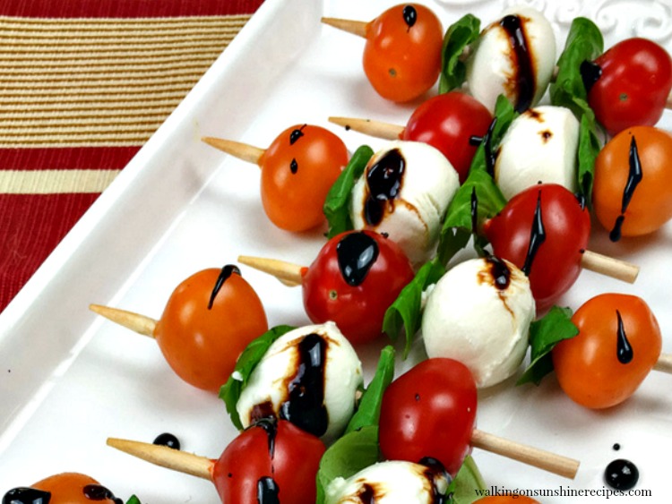 Caprese Antipasto Skewers - An Easy Appetizer - Walking On Sunshine Recipes