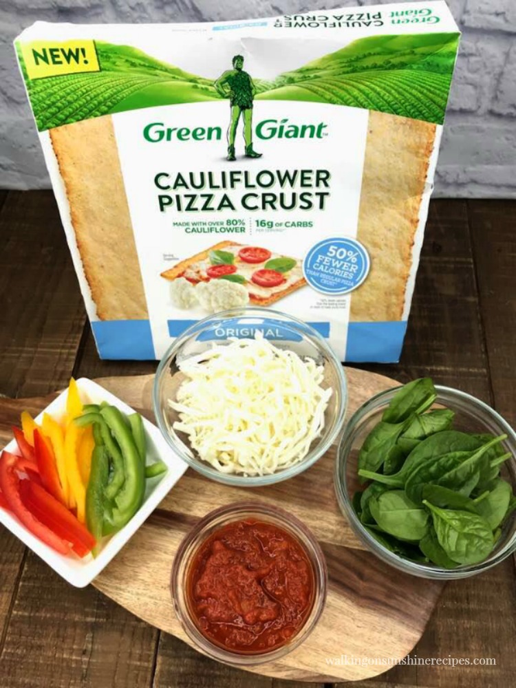 Cauliflower Pizza Crust and Ingredients