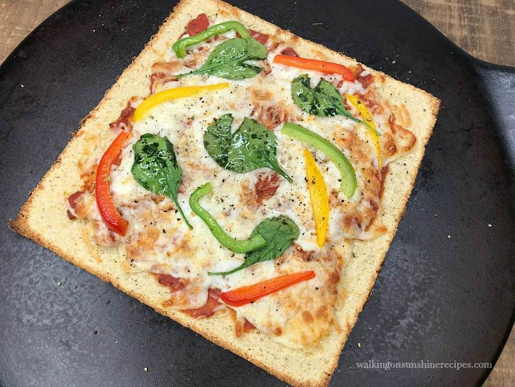 Cauliflower Pizza Crust baked on pizza stone.
