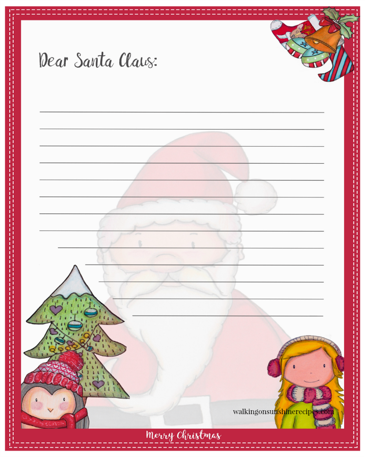 Dear Santa Printable For Christmas Walking On Sunshine Recipes