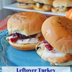 Leftover Turkey Slider Sandwiches on a blue plate