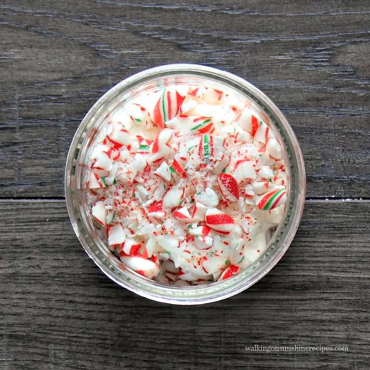 Add crushed peppermint candy canes. 