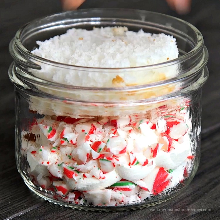 Add angel food cake circle to top of candy cane parfaits