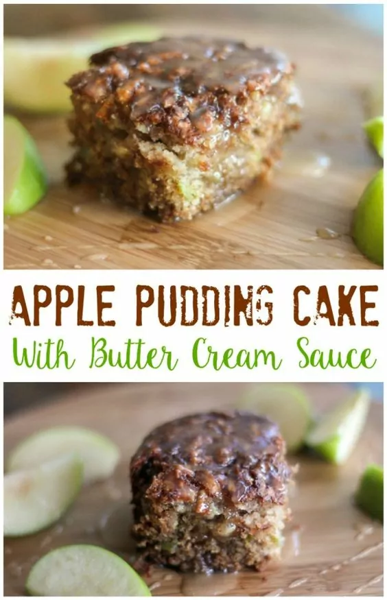 Apple Pudding Cake with Butter Cream Sauce from Clever Housewife
