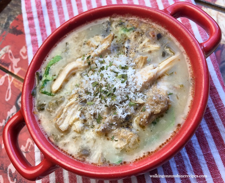 icken Mushroom Florentine Soup made in the instant pot has pureed white beans and Parmesan rind that help make is a creamy delicious soup for dinner! 