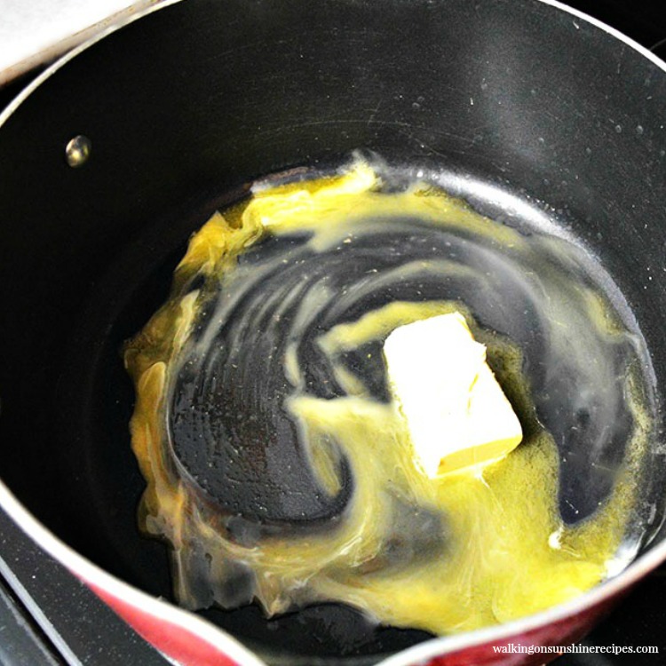 Melt butter in medium sized sauce pan.
