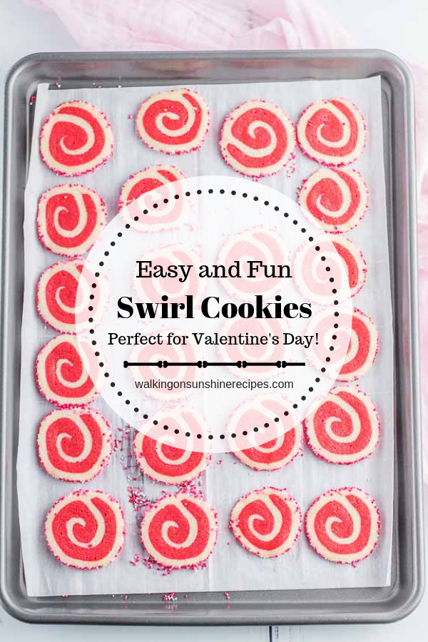 Valentine's Day Swirl Cookies on Baking Tray