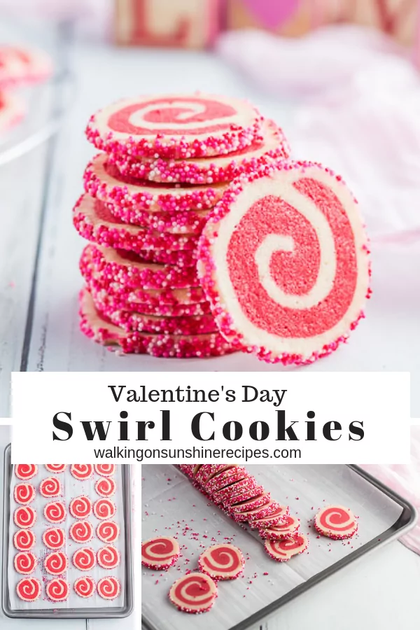 Valentine's Day Swirl Cookies | Red and White Pinwheel Cookies 
