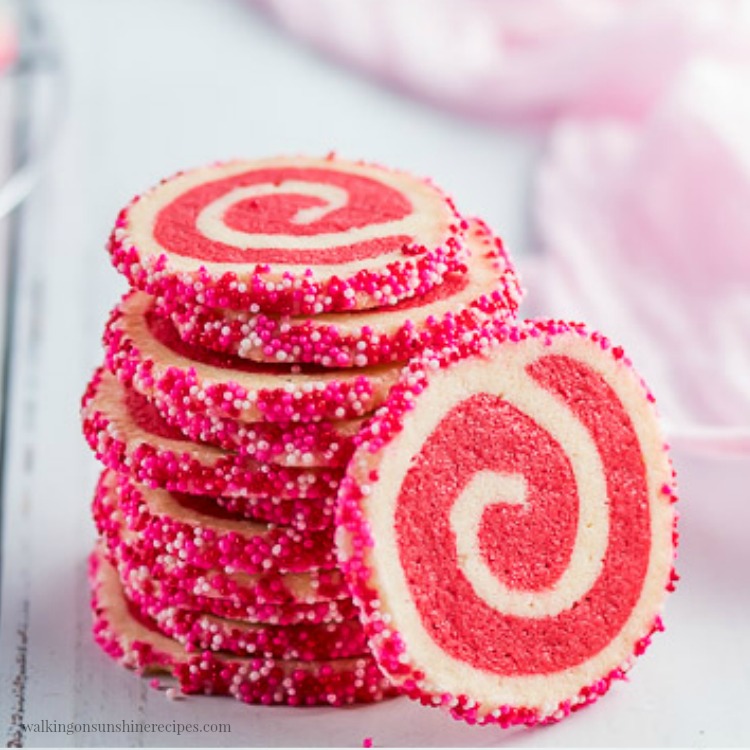 Stack of Valentine's Day Swirl Cookies