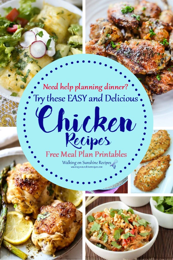 5 Chicken Recipes featured for our weekly meal plan
