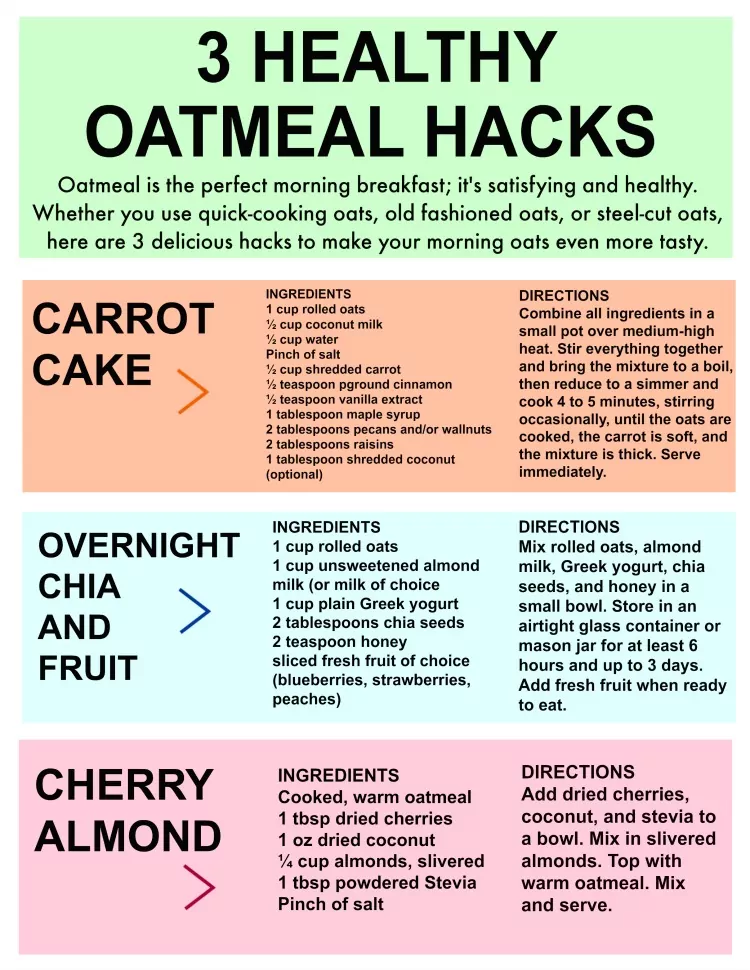 3 Healthy Oatmeal Hacks Printable