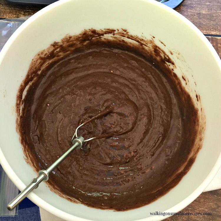 Chocolate Cake Mix donuts batter in bowl