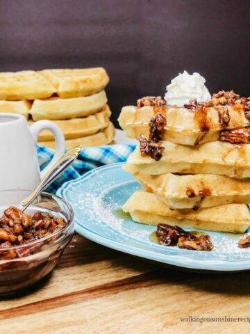 Fluffy Waffles with Pecan Praline topping