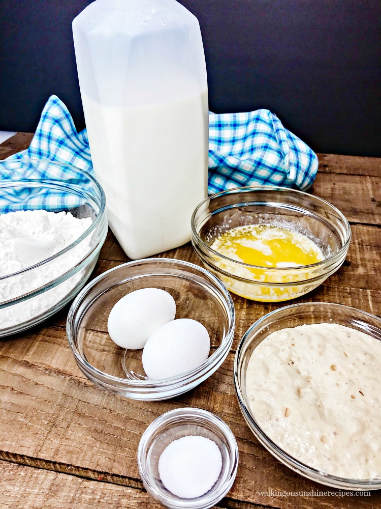 Homemade Fluffy Waffles are made with an easy yeast batter to produce a Belgium waffle that's crispy on the outside yet tender on the inside. Ingredients for Homemade Fluffy Waffles made with yeast.