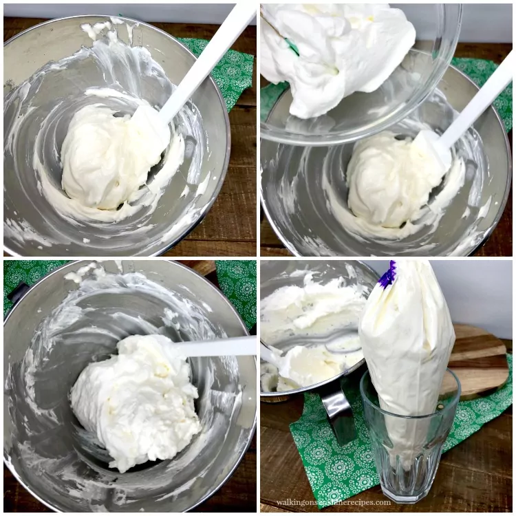 Making the Cream Cheese Whipped Cream filling for Cheesecake Stuffed Strawberries