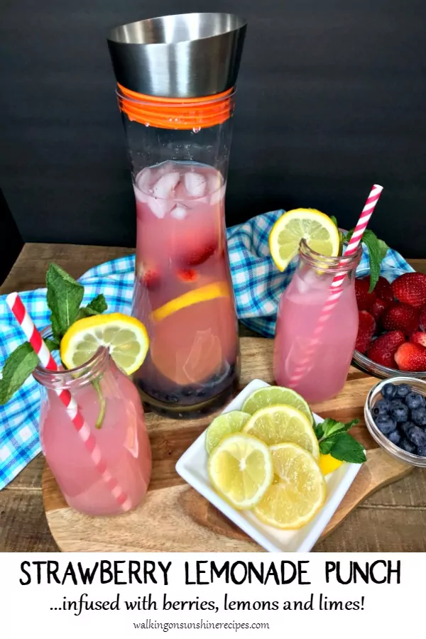 Strawberry Lemonade Punch infused with Berries, Lemons and Limes.