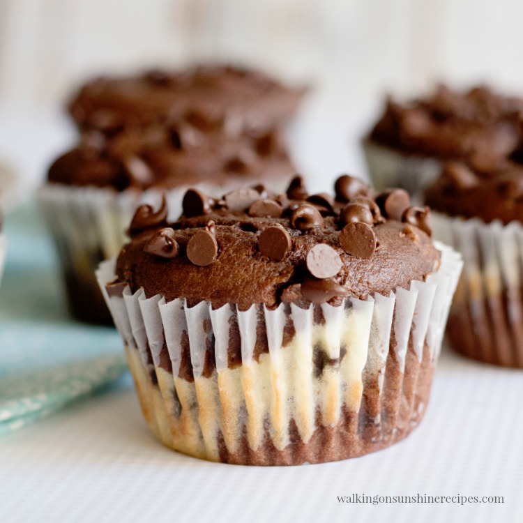 Cheesecake Chocolate Chip Muffins or Black Bottom Muffins from Walking on Sunshine Recipes