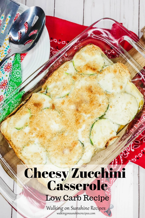 Cheesy Zucchini Casserole with plates and forks. 