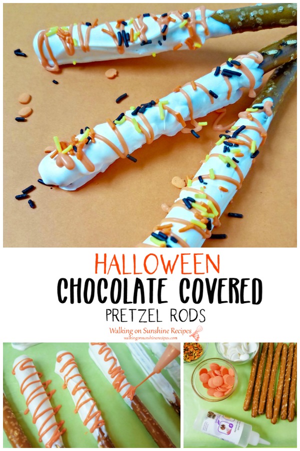 Fun Halloween Chocolate Covered Pretzels collage pin