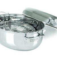 Stainless Steel Oval Roaster with Metal Lid and Rack