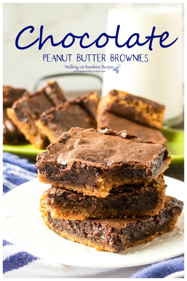 Chocolate Peanut Butter Brownies on plate