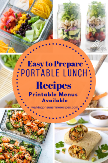 Portable Dinner Ideas | Walking on Sunshine Weekly Meal Plan