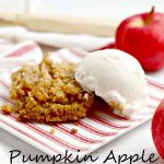 slice of Pumpkin Apple Dump Cake Recipe with a scoop of ice cream