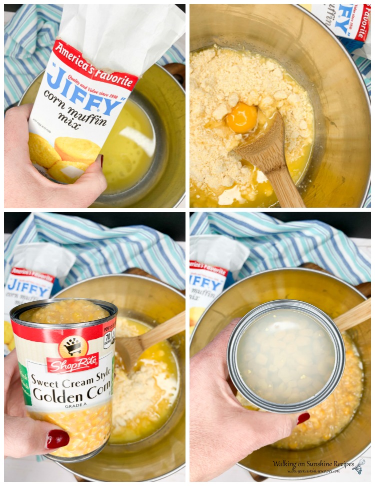 Add cornbread mix, eggs and corn to mixing bowl for Corn Pudding
