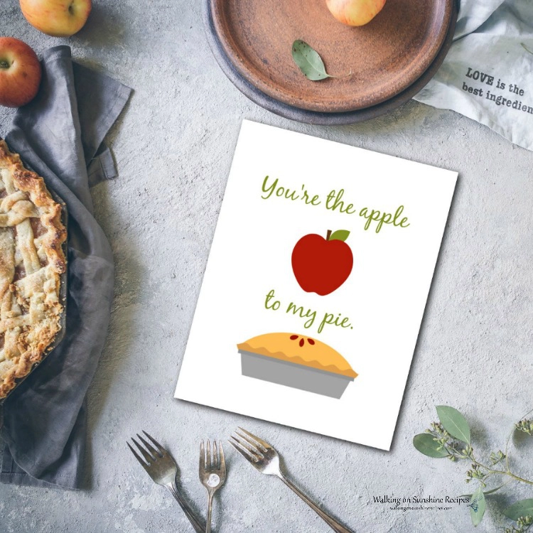 Apple Pie Printable for Thanksgiving. 