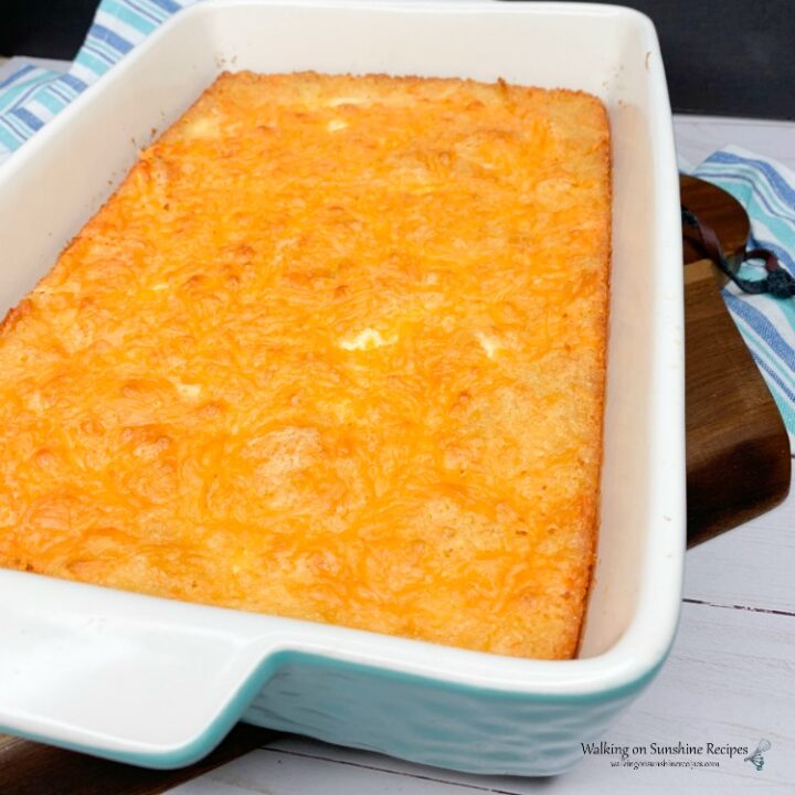 Cheesy Corn Pudding Casserole Recipe - Walking On Sunshine Recipes