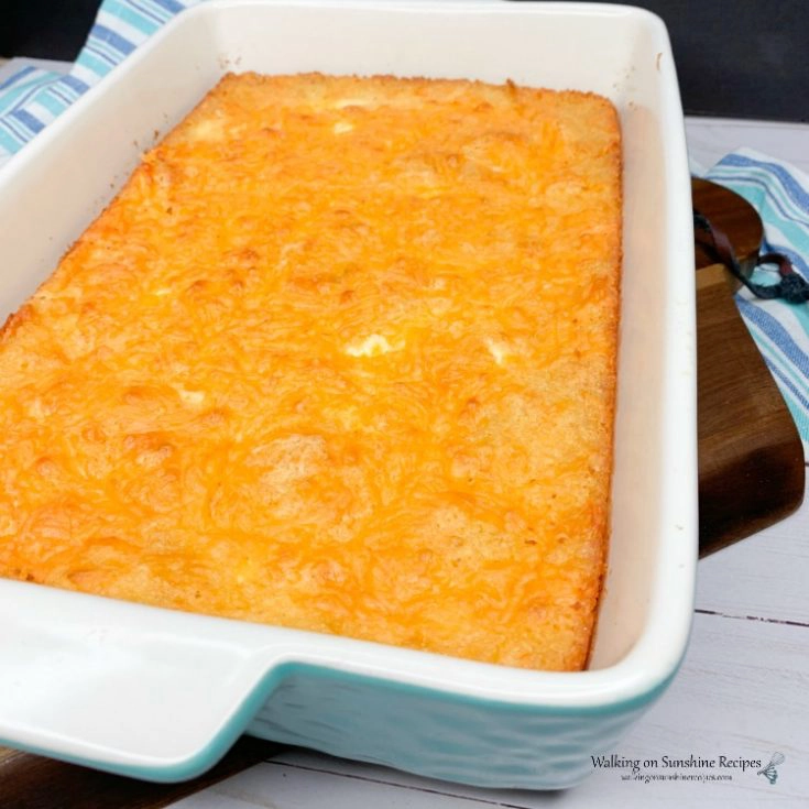 Cheesy Corn Pudding Casserole FEATURED photo from Walking on Sunshine Recipes