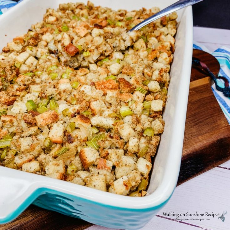Classic Thanksgiving Stuffing featured photo from Walking on Sunshine Recipes