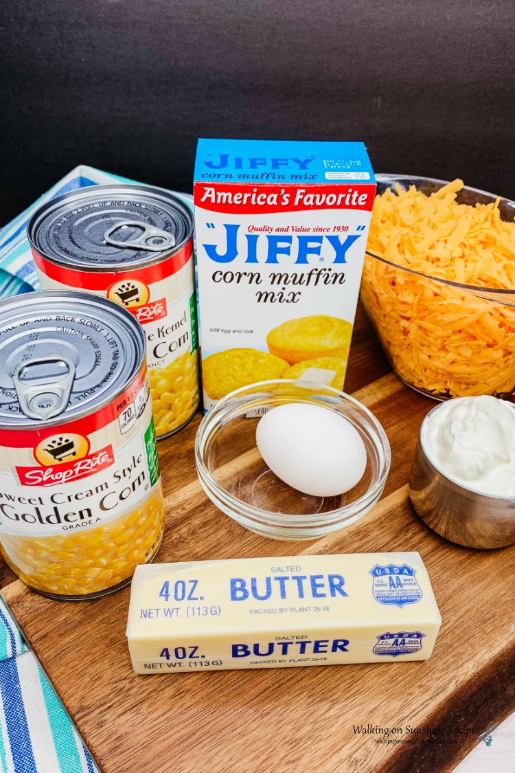 Ingredients for Corn Pudding Casserole