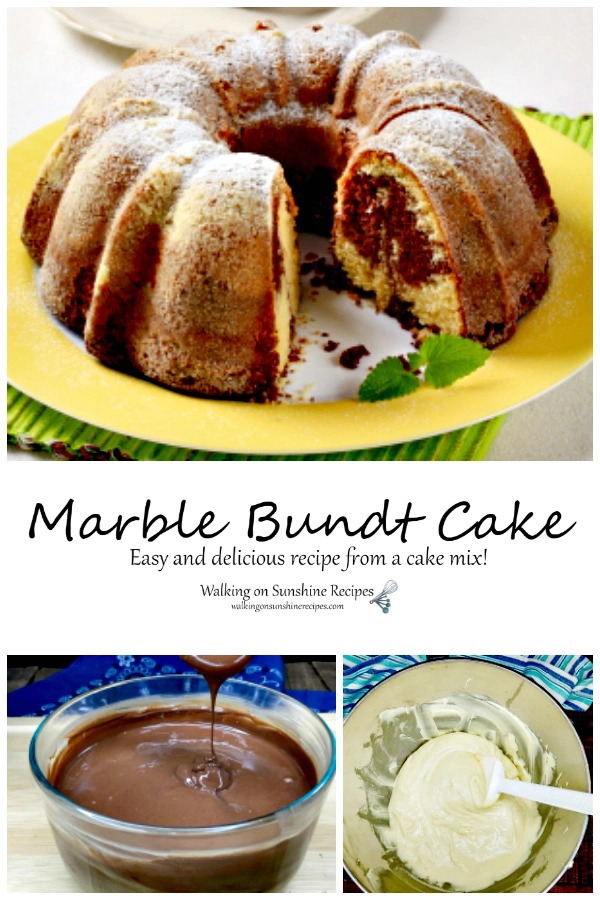 Marble Bundt Cake Mix with melted chocolate. 