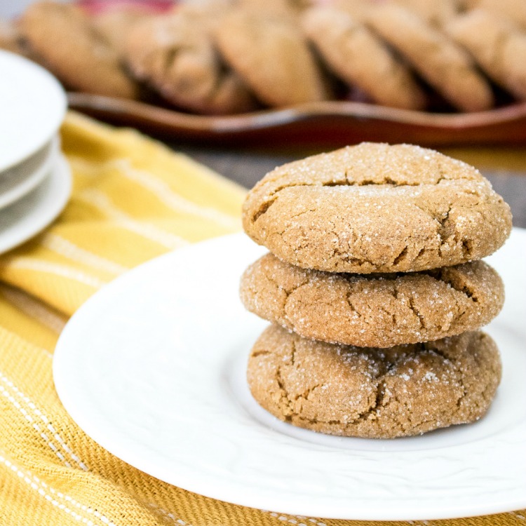 Chewy Gingersnap Cookies are filled with molasses, ginger, cinnamon, and cloves. Your house will smell just like the holidays as these bake from Walking on Sunshine Recipes. Chewy Gingersnap Cookies FEATURED photo