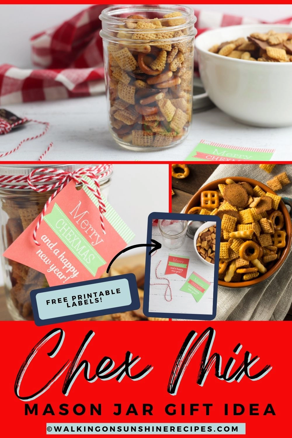 Christmas snack mix in a jar.