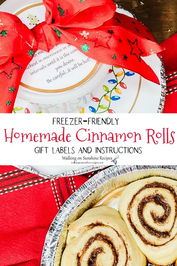 Homemade Cinnamon Rolls with gift labels and directions. 
