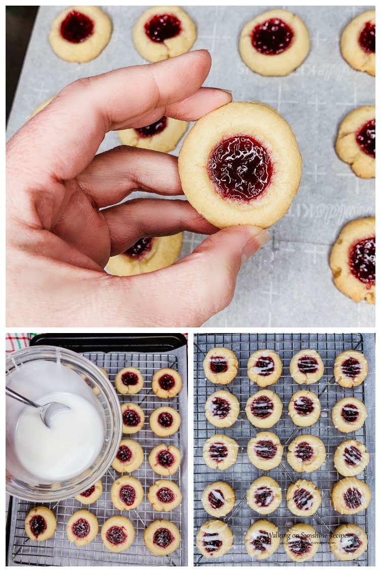 How to Add the Glaze to the Raspberry Shortbread Thumbprint Cookies