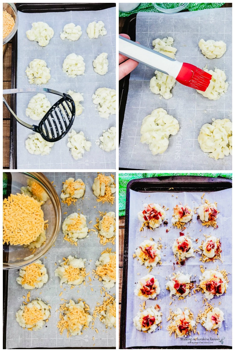 How to Smash, Add Cheese and Bacon to Loaded Cauliflower Bites