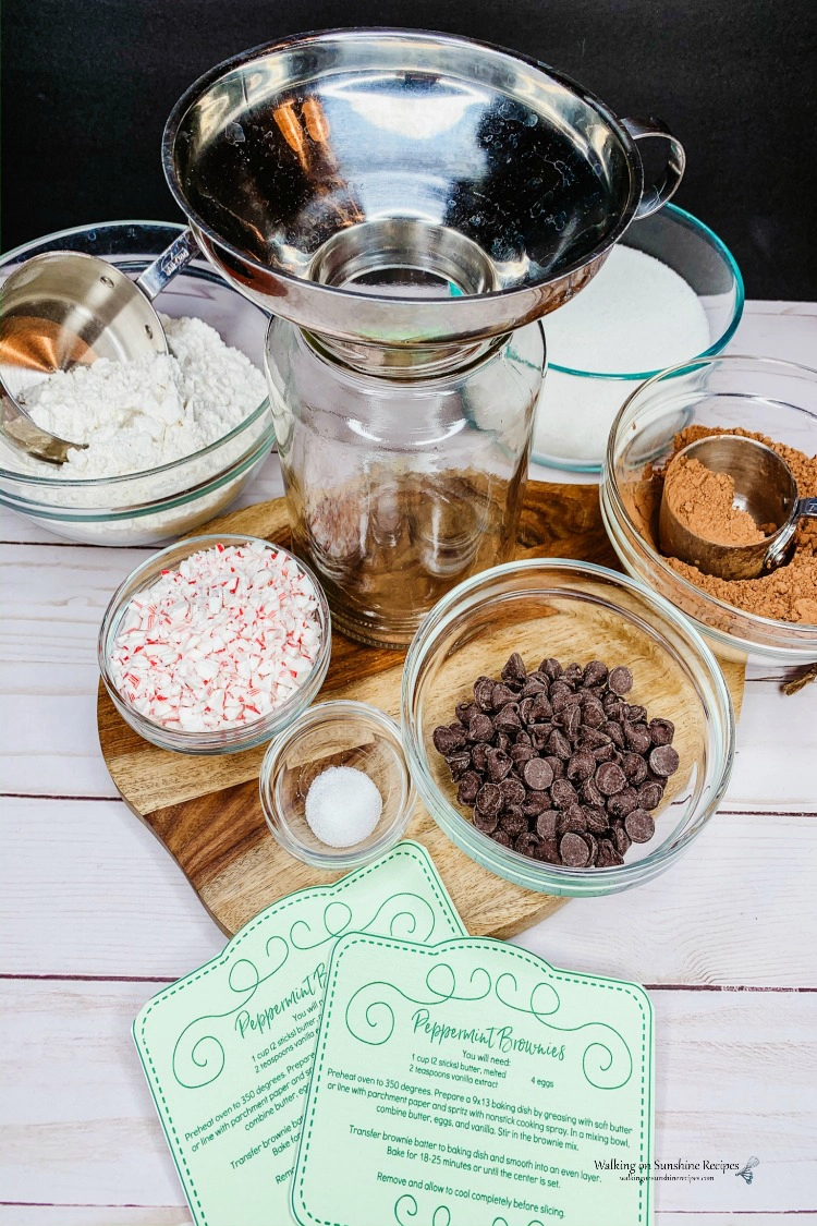 Ingredients for Peppermint Brownies Mason Jar Gift