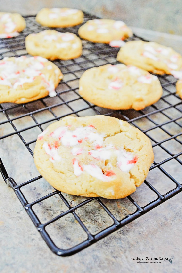 Leftover Candy Cane Cookies on cooling rack from WOS