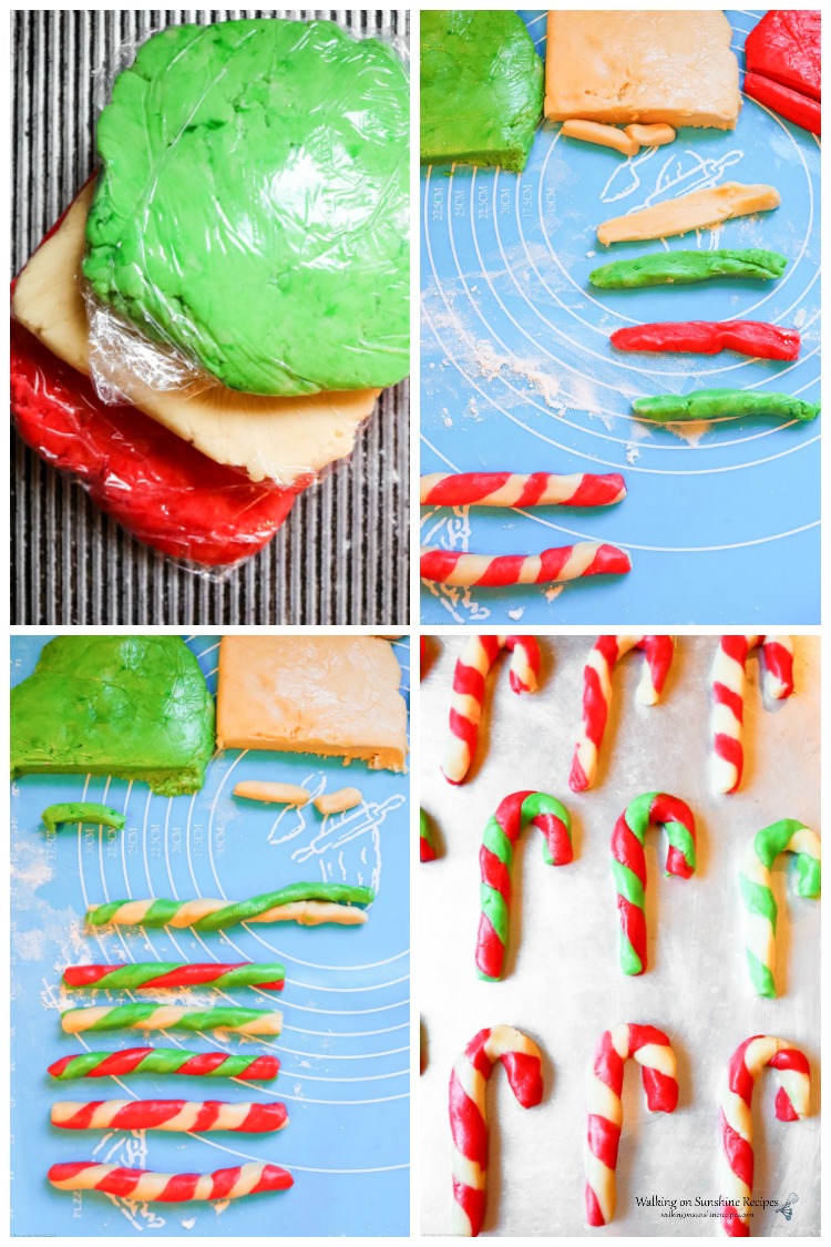 Making Candy Cane Cookies with 3 colored cookie dough from WOS