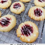 Raspberry Shortbread Thumbprints on cooling rack from WOS