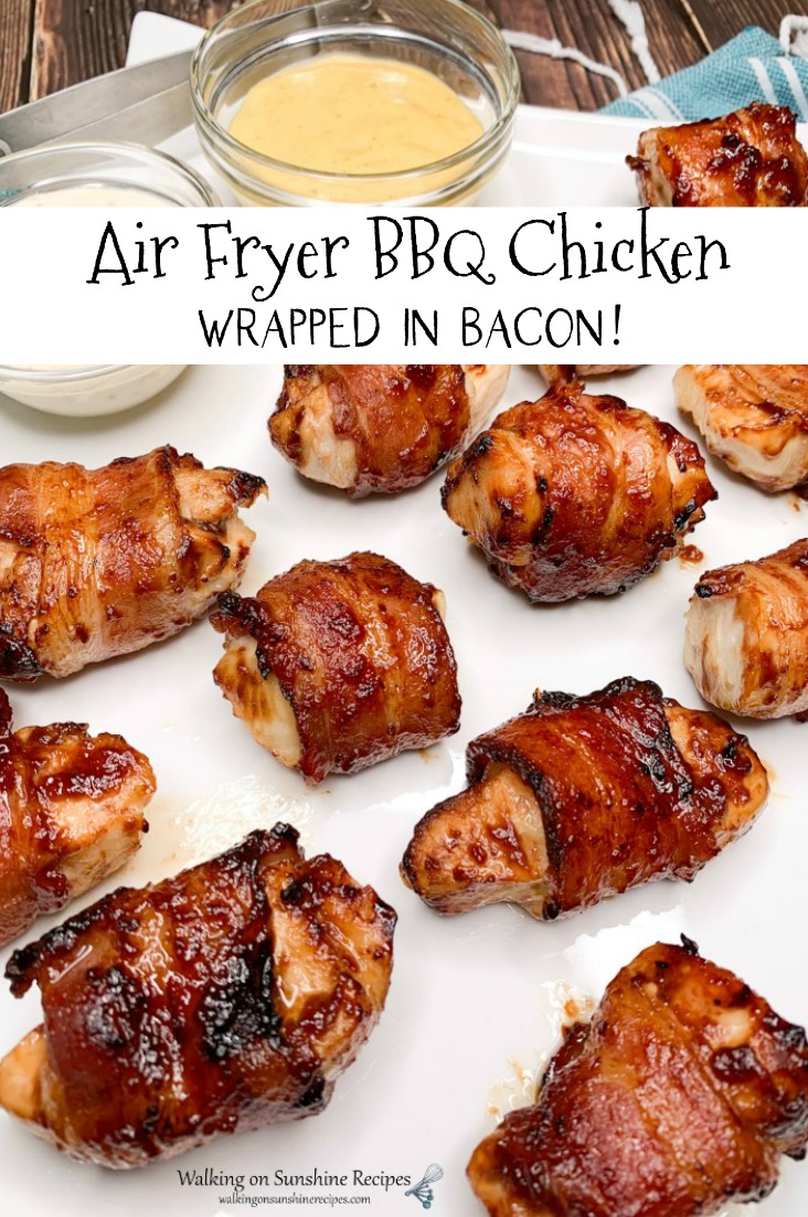 Air Fryer BBQ Chicken Wrapped in Bacon pin from WOS