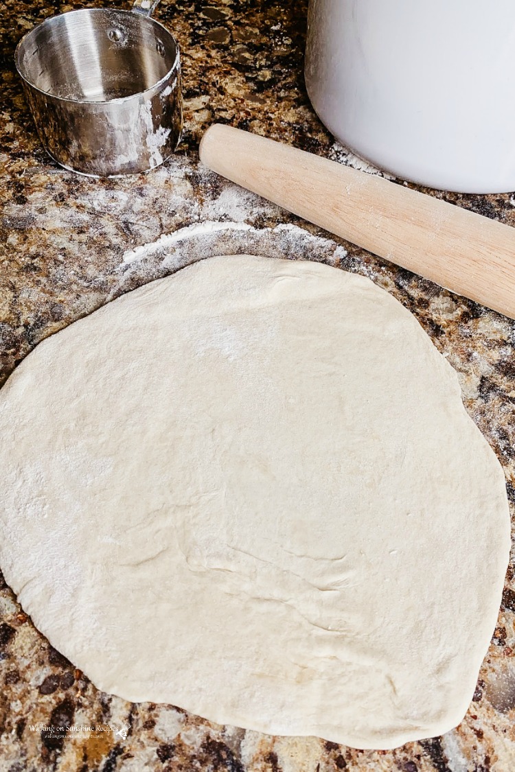 Flatbread Dough rolled out and ready to be fried. 