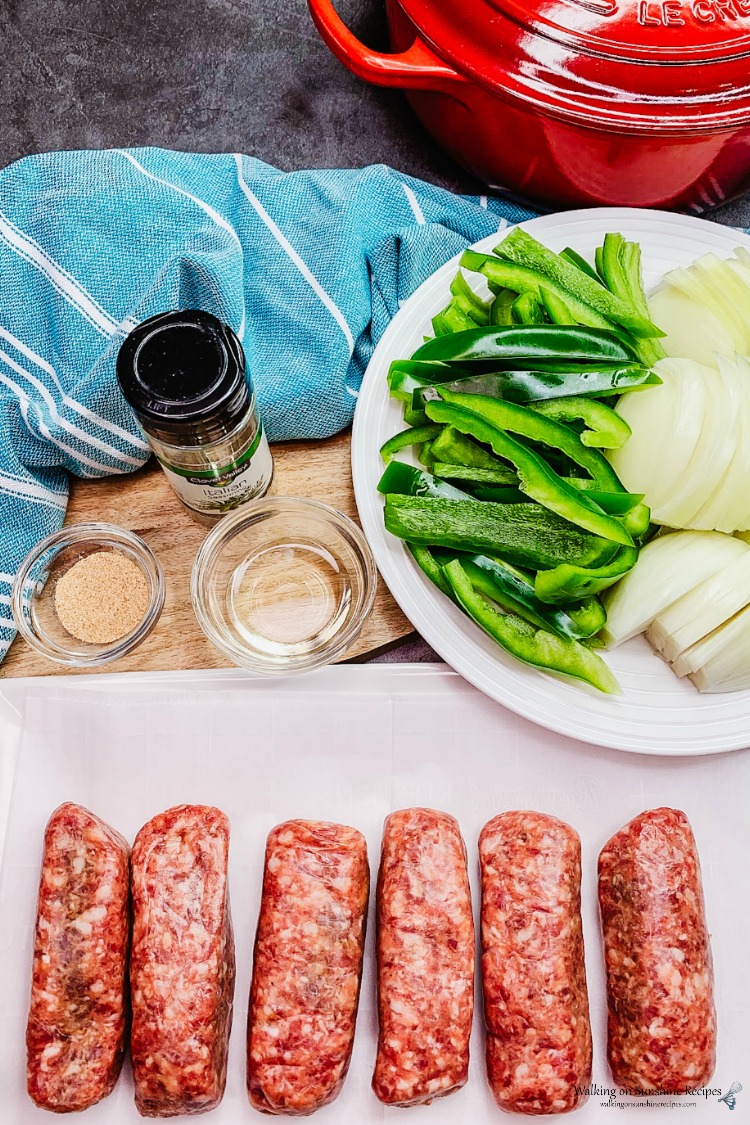 Ingredients for Sausage and Peppers