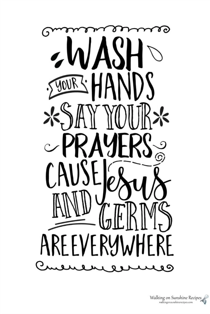 Wash your Hands and Say Your Prayers is a fun printable I made for you to help teach your family the importance of washing our hands from Walking on Sunshine Recipes. 